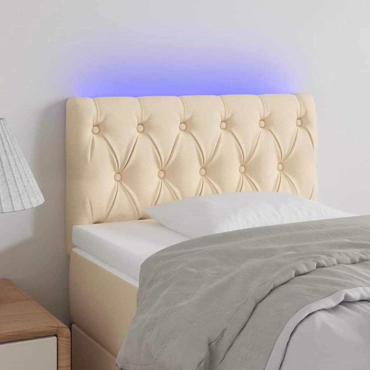 Led-hoofdeinde, crème, 80 x 7 x 78/88 cm, stof, bedhoofdeinde voor slaapkamer, hotel, volwassenen, kinderen, jongeren, tweepersoonsbed 3121927
