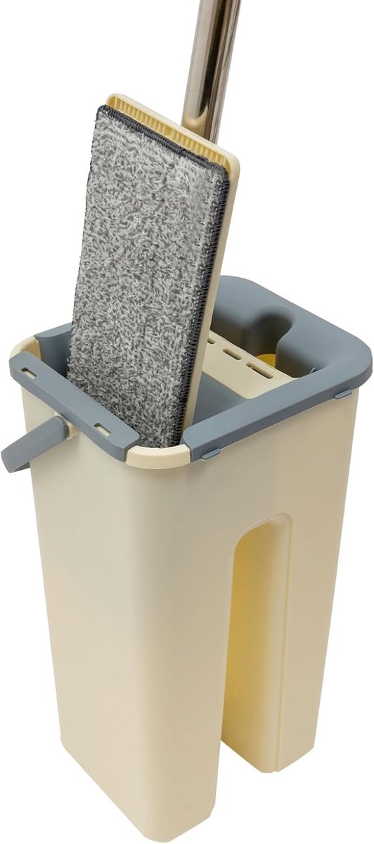 Dweilmop set met emmer, twee tankdesign dweilmop set vloerwisser met 360° rotatie, nat en droog gebruik vloerreinigingssysteem