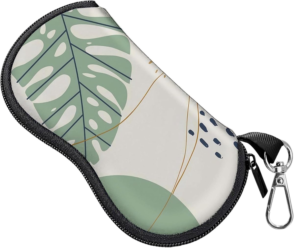 Bril Case Zonnebril Brillen Case Rits Zachte Neopreen Licht Pouch met Metalen Riem Clip Leuke Esthetische Vrouwen Mannen