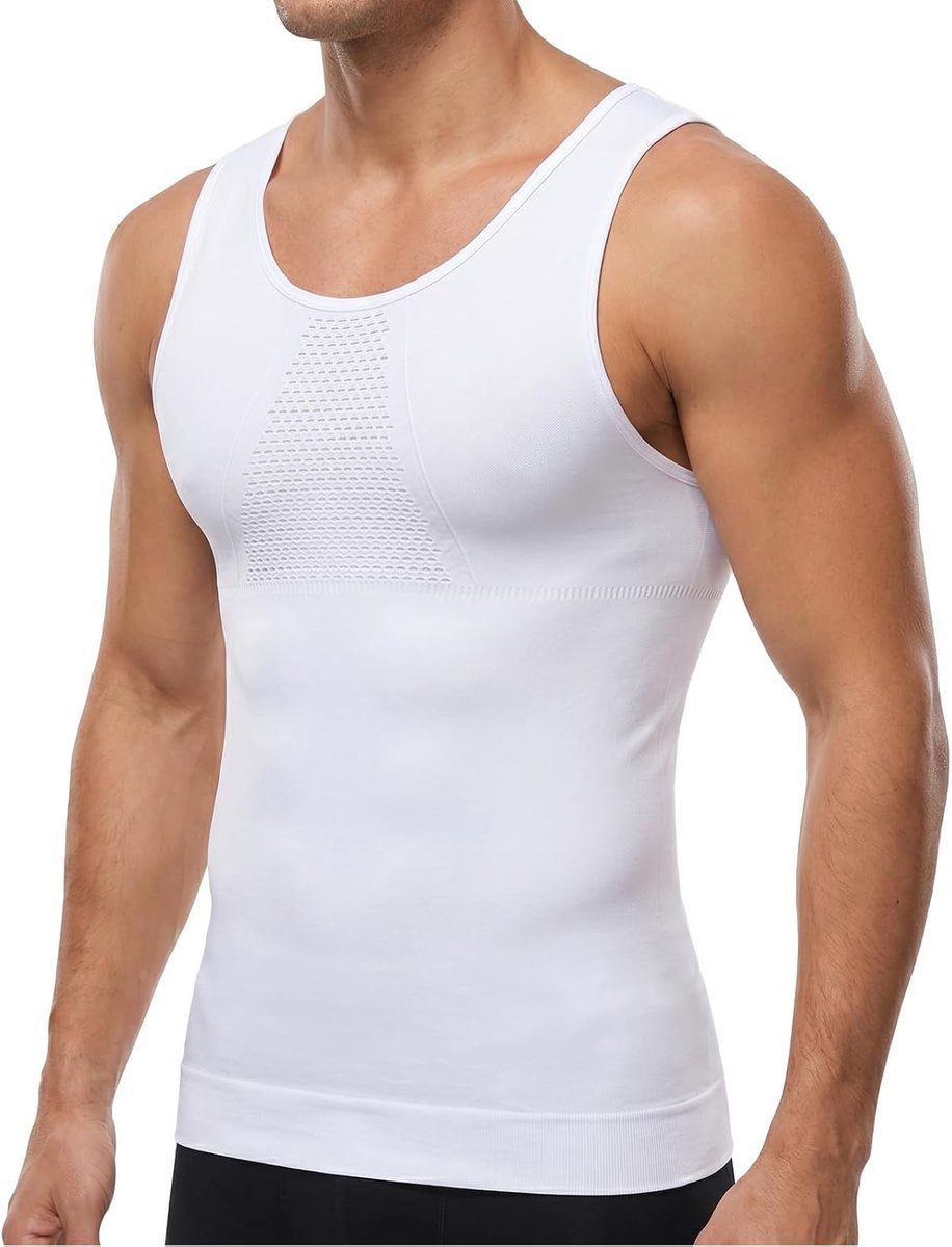 Compressievest voor heren, zwart corrigerend vest voor de sportschool, wit afslankend tanktopje, body shaper, mouwloze shapewear voor hardlopen