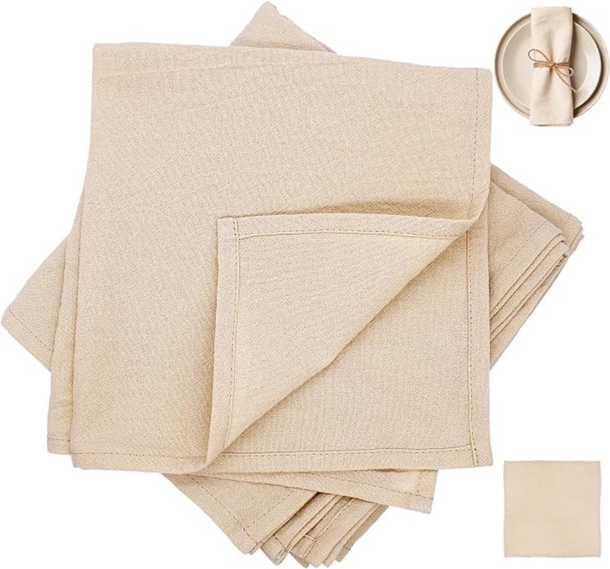 Livatto linnen servetten set van 6 – 40x40 cm katoenen tafelservetten in beige, zacht en herbruikbaar voor diners en feesten