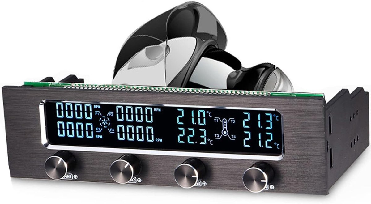 4-Kanaals Computer Ventilator Controller met Temperatuursensor en LCD Display voor PC Koeling en CPU Ventilatoren