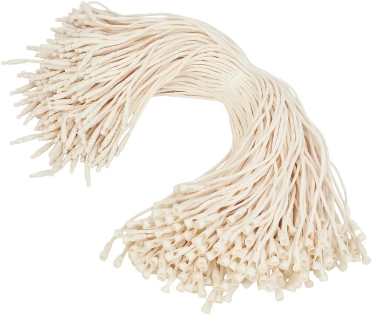1 Doos 500Pcs Beige Katoen Hang Prijzen Tag String Snap Opknoping Touw Plastic Lock Pin Loop Sluiting Tie Tags Snaren Voor Kleding Prijs Bagage Label Kleding Bladwijzers Decor Craft