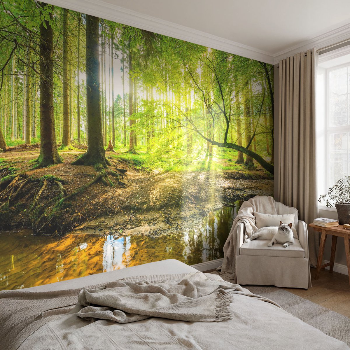 Coloray Vliesbehang - Groente Snellijm Behang - 104x70 cm - Groen Landschap Fotobehang Vlies - Hal behang Landschappen - Muurschildering - Woonkamer behang