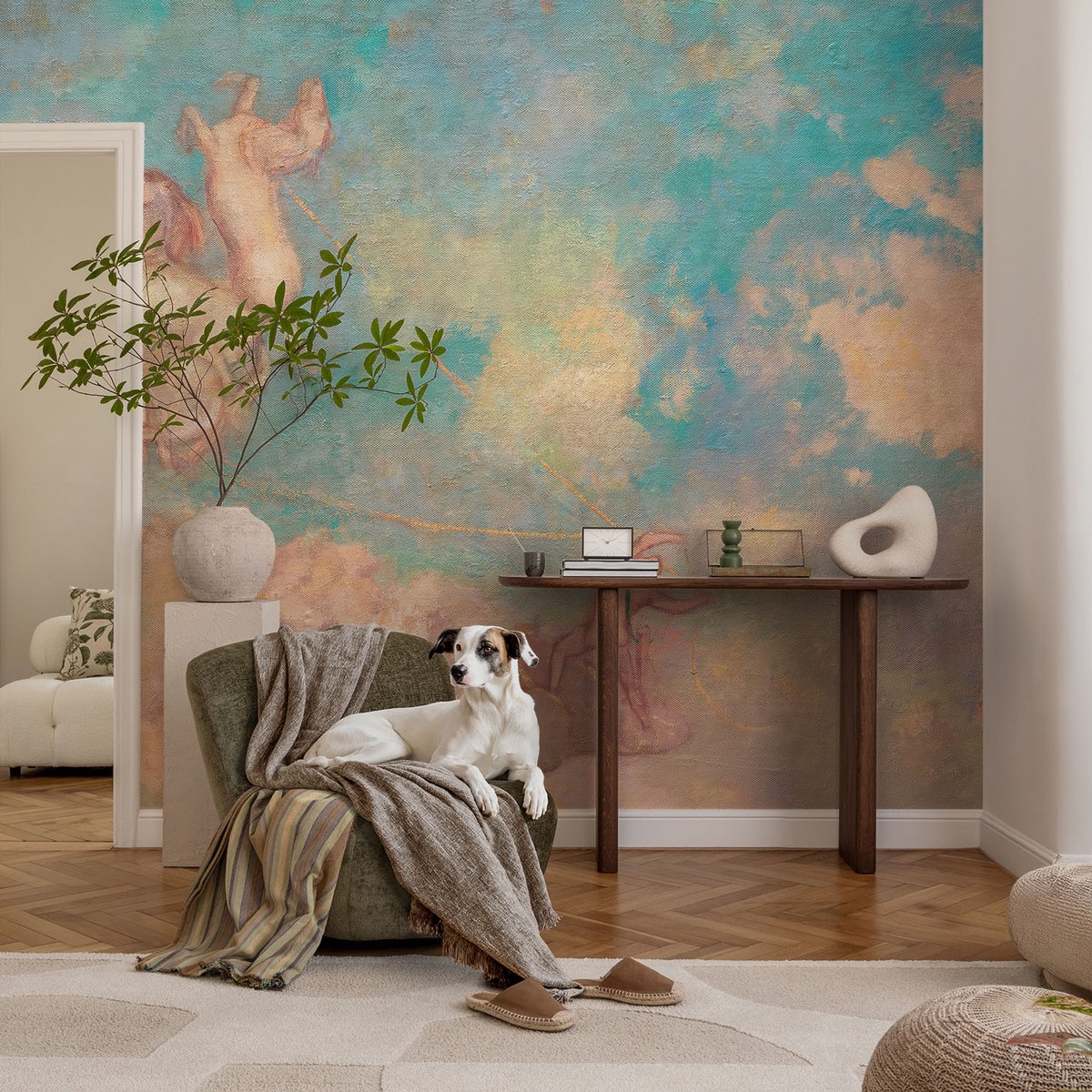 Coloray Vliesbehang - Blauw Snellijm Behang - 104x70 cm - Hemelse Pegasi Muurschildering - Slaapkamer behang Deel - Fotobehang Vlies - Slaapkamer behang