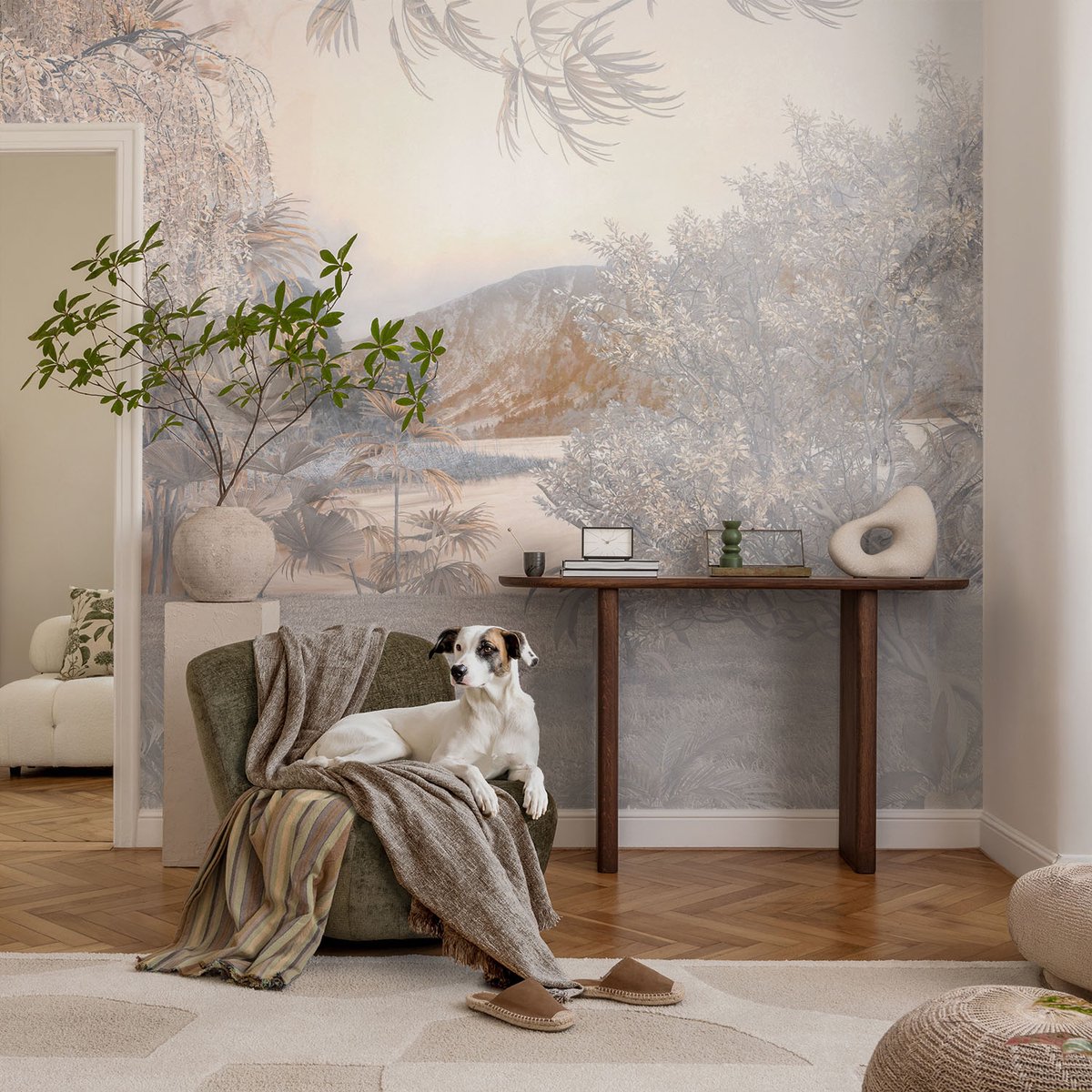 Coloray Vliesbehang - Wit Snellijm Behang - 104x70 cm - De Aard Van Subtiliteit Muurschildering - Slaapkamer behang Bloemen En Planten - Fotobehang Vlies - Gang behang