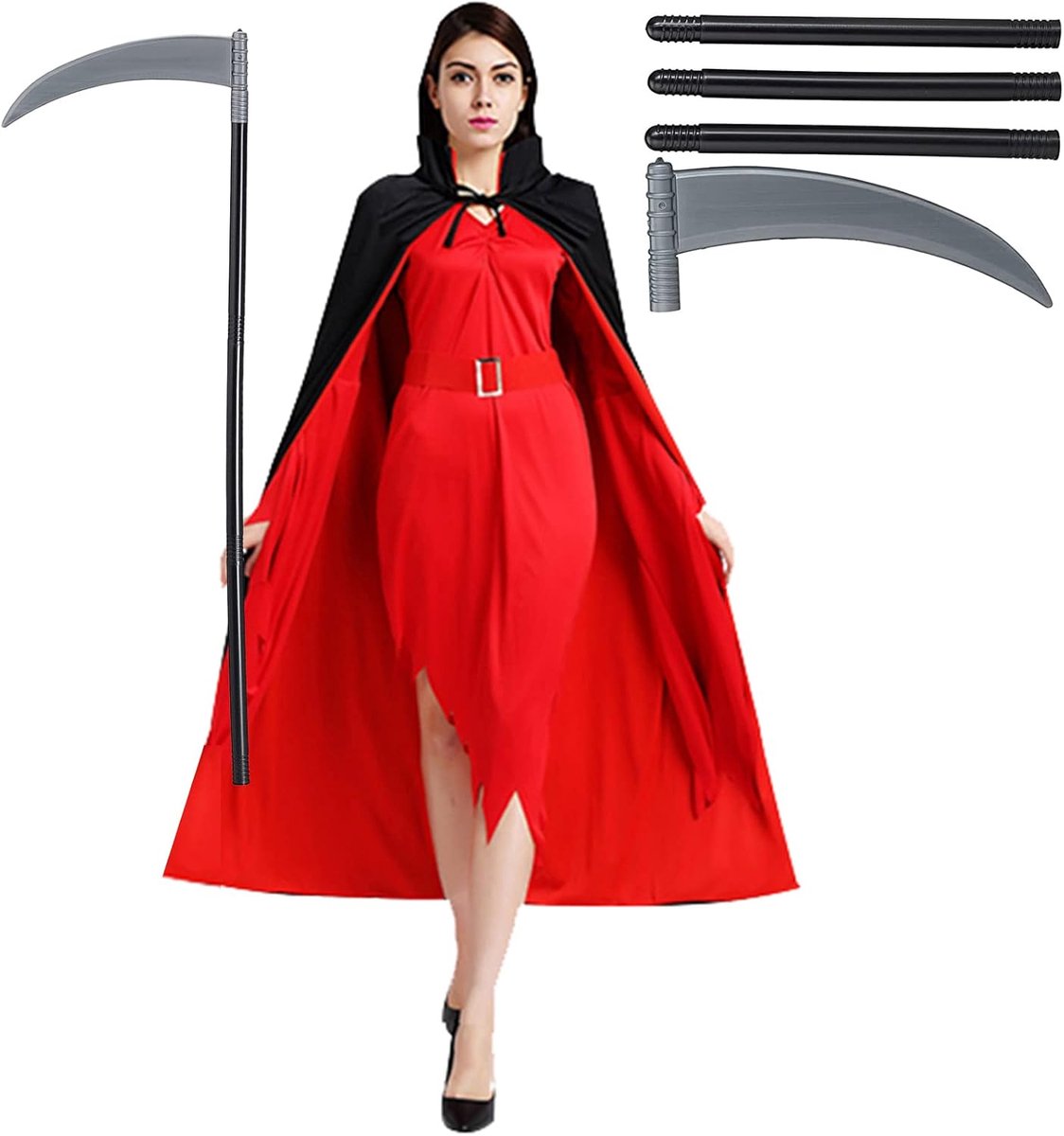 sikkelcape met opstaande kraag, fluwelen cape, kostuum heks, vampier, lange cape voor volwassenen, kinderen, mannen en vrouwen, Kerstmis, Halloween, cosplay, 90 cm/140 cm, Roze, 140