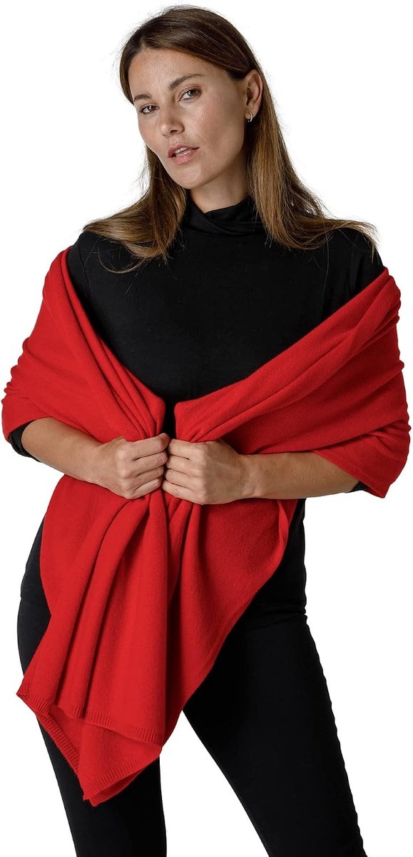 cashmere galvan | Grote sjaal voor dames en heren | Kleding 100% zuiver kasjmier | 60 x 200 cm | Made in Italy, Rood