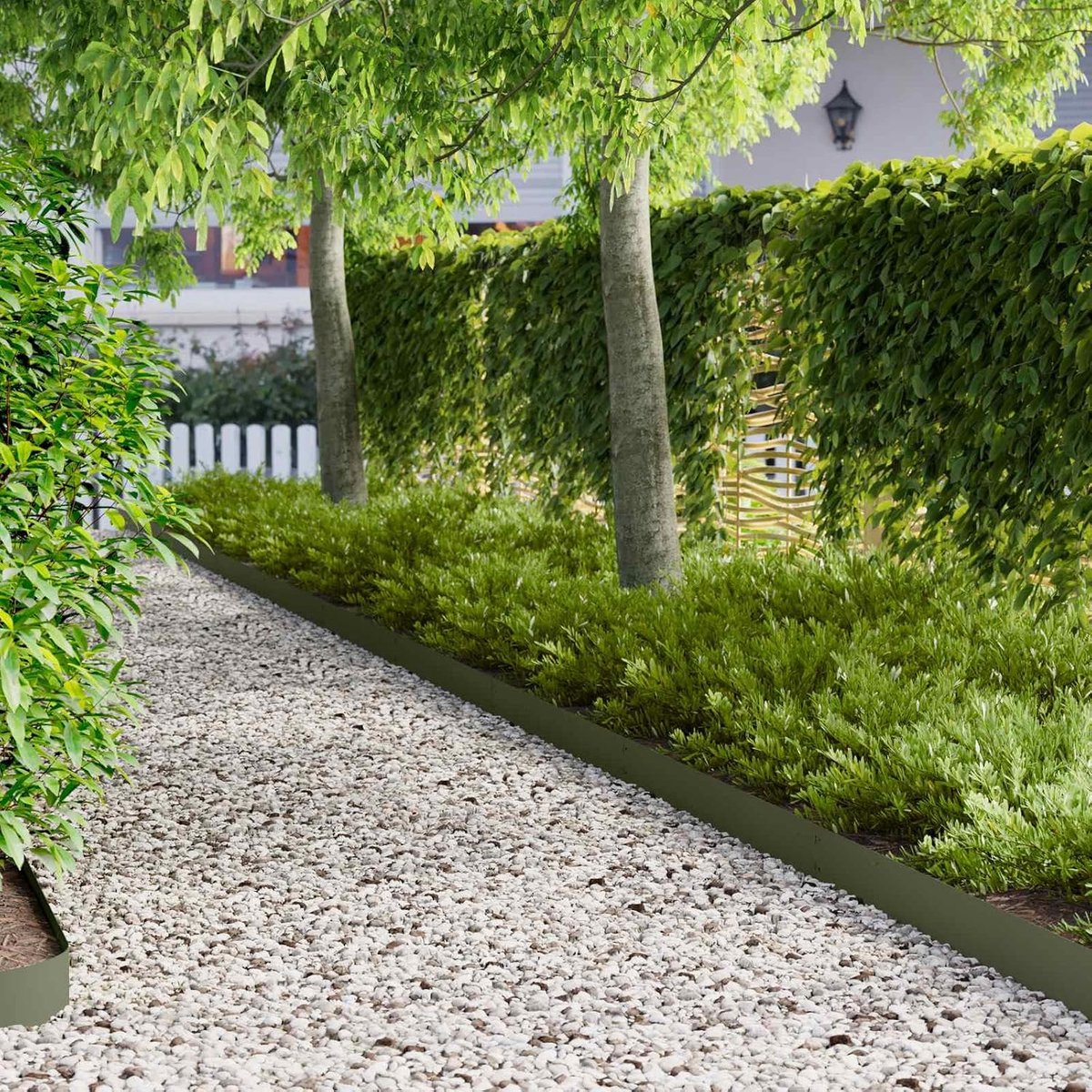 30 stuks gazonrand, metaal, 103 x 15 cm, olijfgroen, stalen gazonbegrenzing, insteeksysteem voor tuin, perkrand en wegbegrenzing