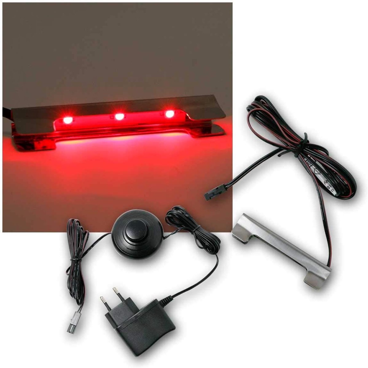 Clip-3D, rood, inclusief stroomvoorziening
