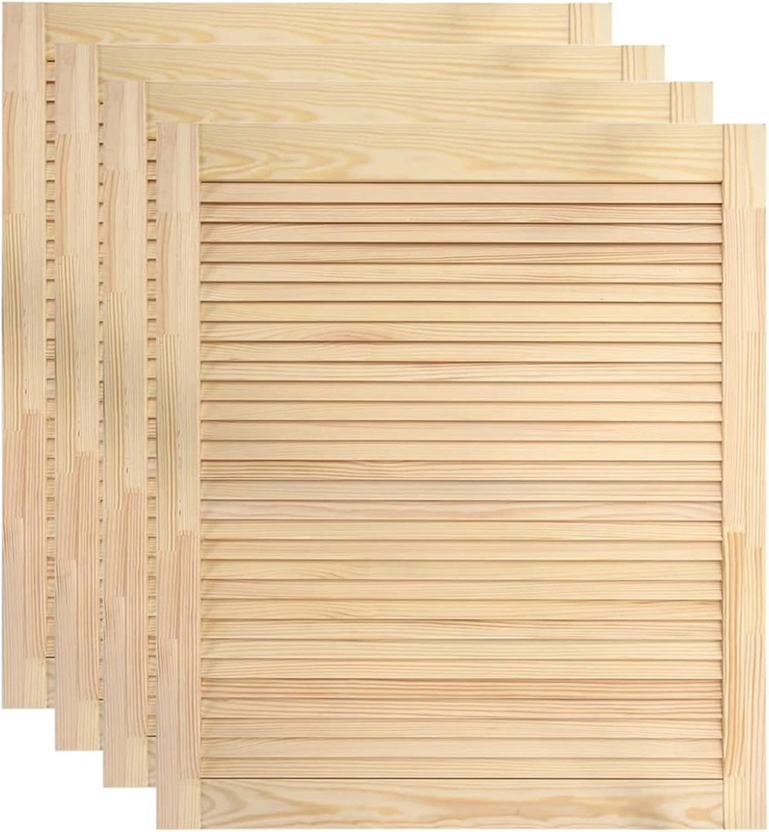 4 stuks lamellendeur, meubeldeur, kastdeur, open lamellen, massief hout, houten deur, meubels, deur, binnendeur, inbouwkast, massief hout, grenen, 69 x 59,4 cm