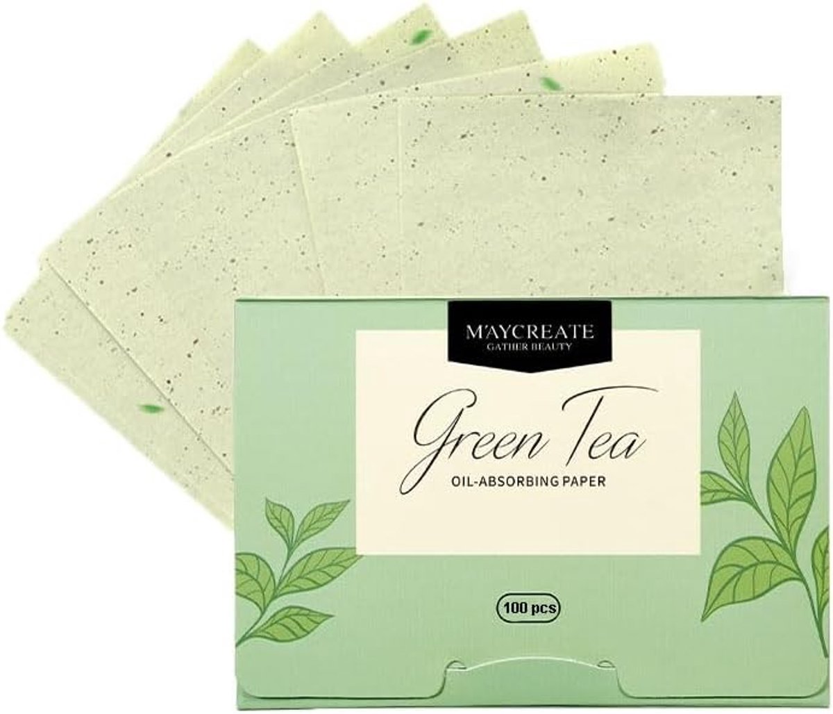 Gezicht Blotting Paper 4-pack voor Olieabsorptie met Plantaardige Essentie en Aroma - Gezonde Gezichtszorg met Groene Thee