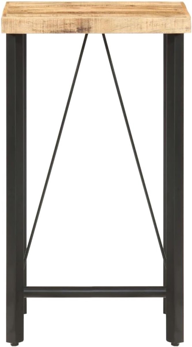 Look statafel van ruw mangohout, 60 x 60 x 107 cm, met gepoedercoate ijzeren poten voor keuken en eetkamer, robuust tropisch hardhout met uniek