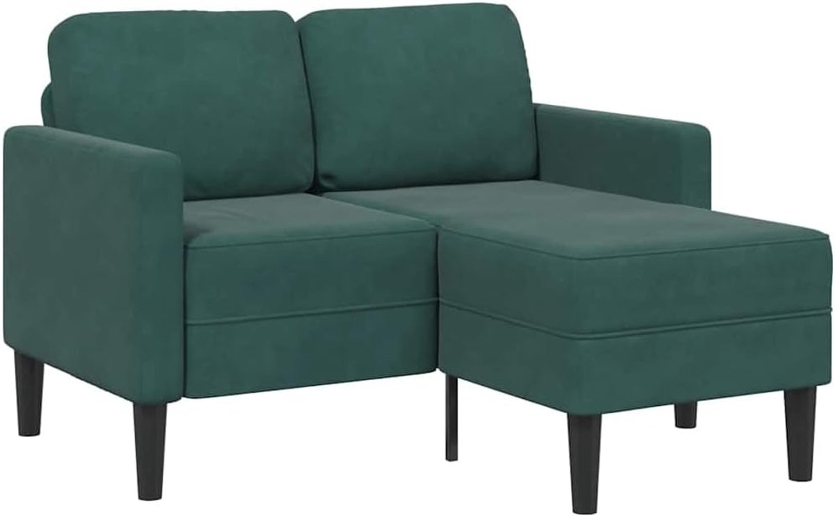 Sofa met chaise longue donkergroen 125 cm fluwelen stof 2-zits woonlandschap kussen