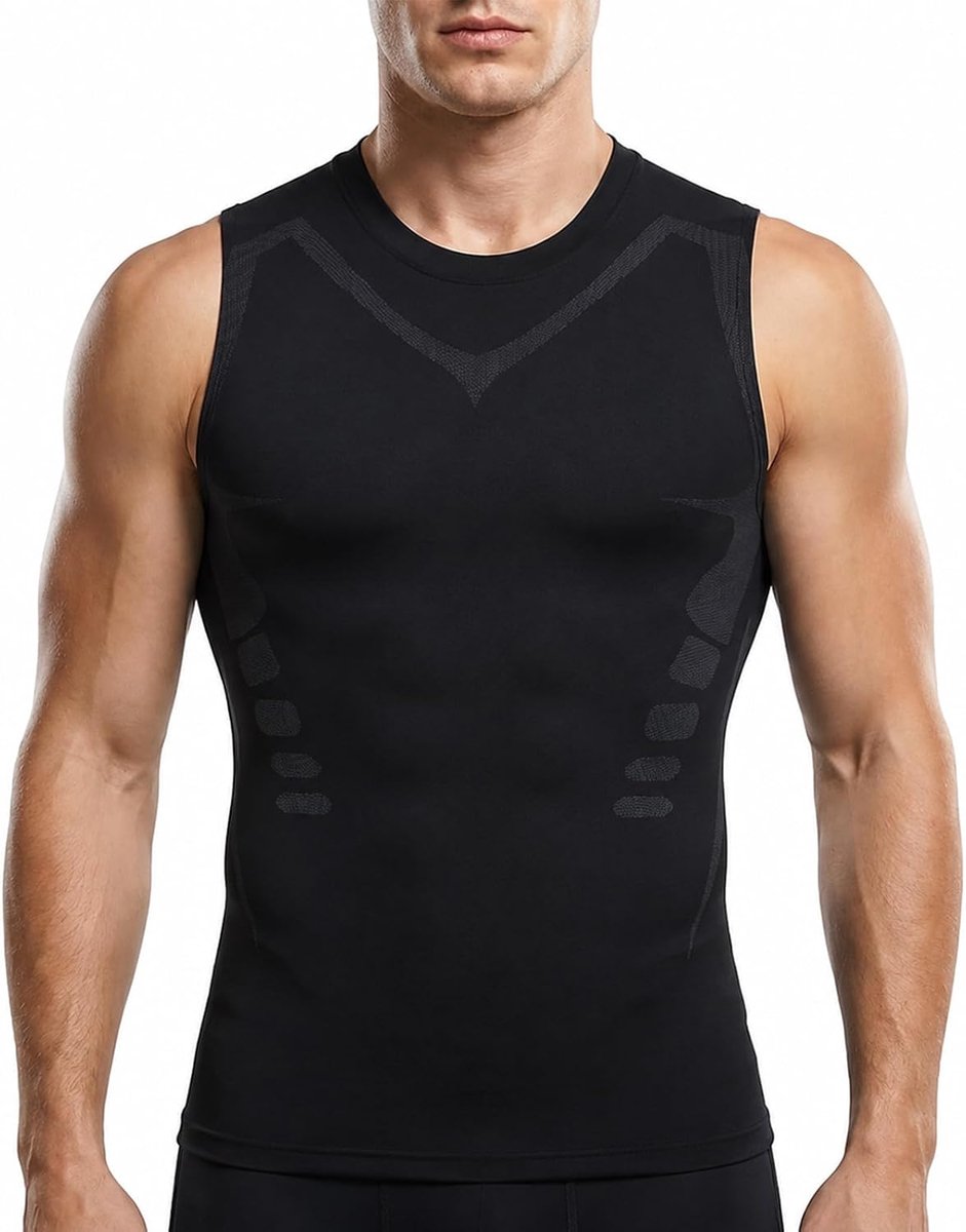 Compressieshirt voor heren, mouwloos, ademend, sneldrogend, hardlopen, sporttraining, vest voor heren, sportschool, fitness