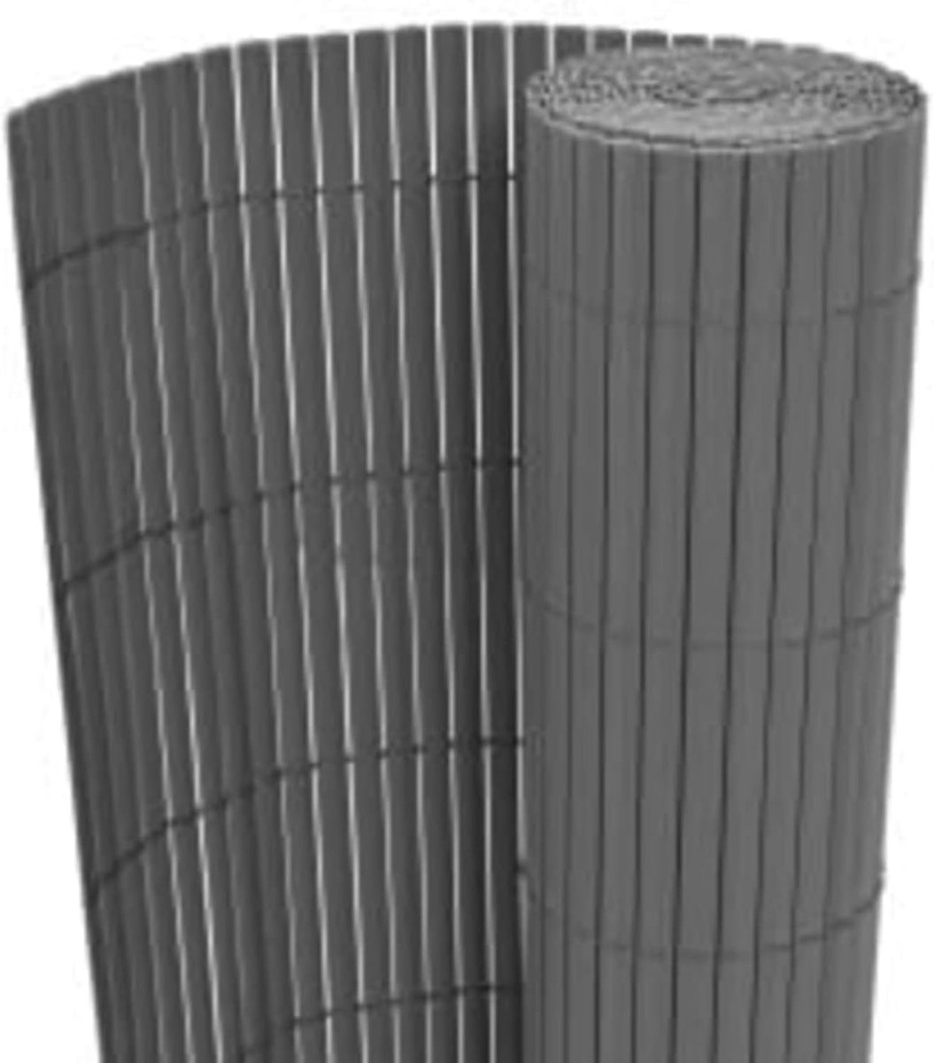 Tuinhek, dubbelzijdig, grijs, 110 x 300 cm, pvc-mat, veranda hek, zonwering of windscherm, eenvoudig in lengte in te stellen, voor tuin, balkon, terras