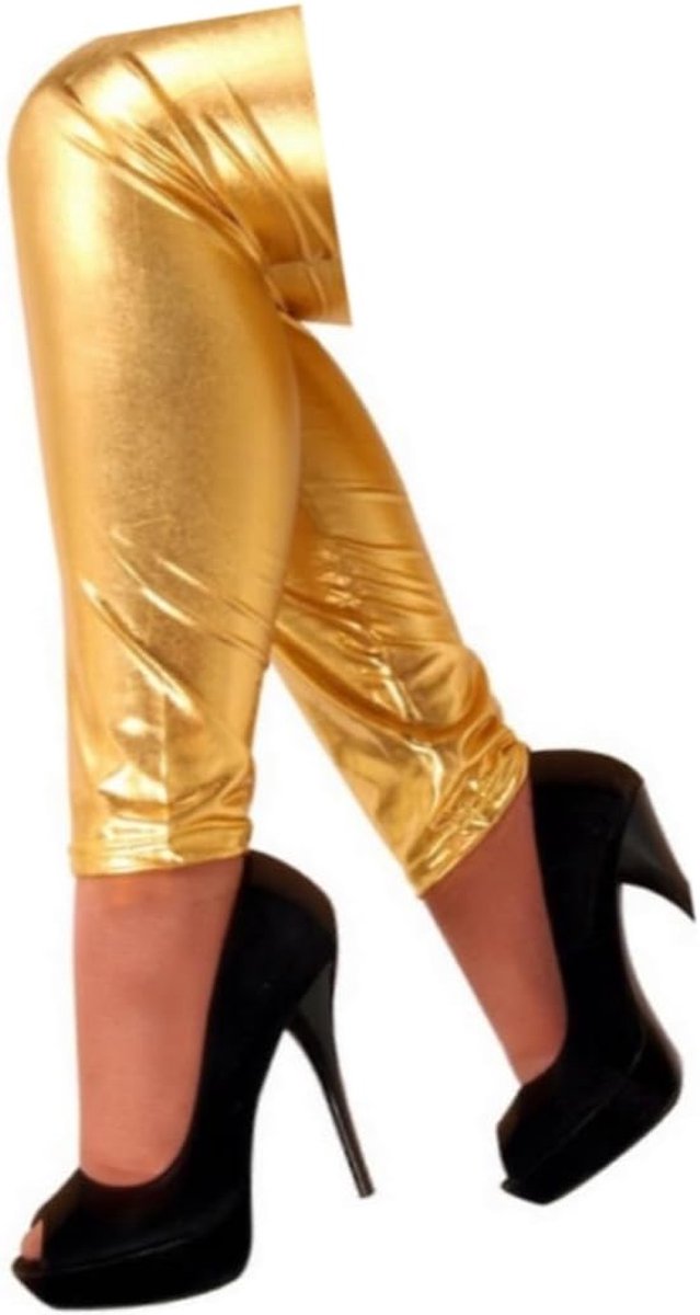 krautwear Legging voor dames en meisjes, metallic, glanzend, wet look, latex kunstleer, partylook