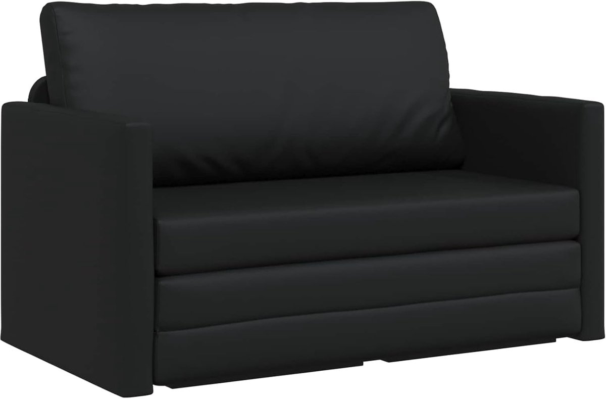 Slaapbank, 2-in-1, zwart, 124 x 71 x 78 cm, kunstleer, slaapbank, dagbed, slaapbank voor woonkamer, logeerkamer, kleine woningen