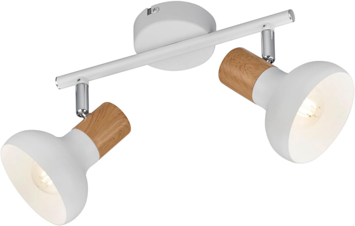 Leuchten Latika wandlamp R81522031, mat wit metaal, synthetisch hout, excl. 2x E14