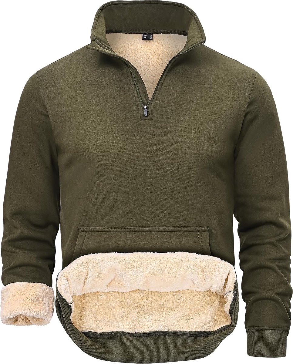 Sweatshirt 1/4 Rits Hoge Kraag Lange Mouwen Pullover met Zak