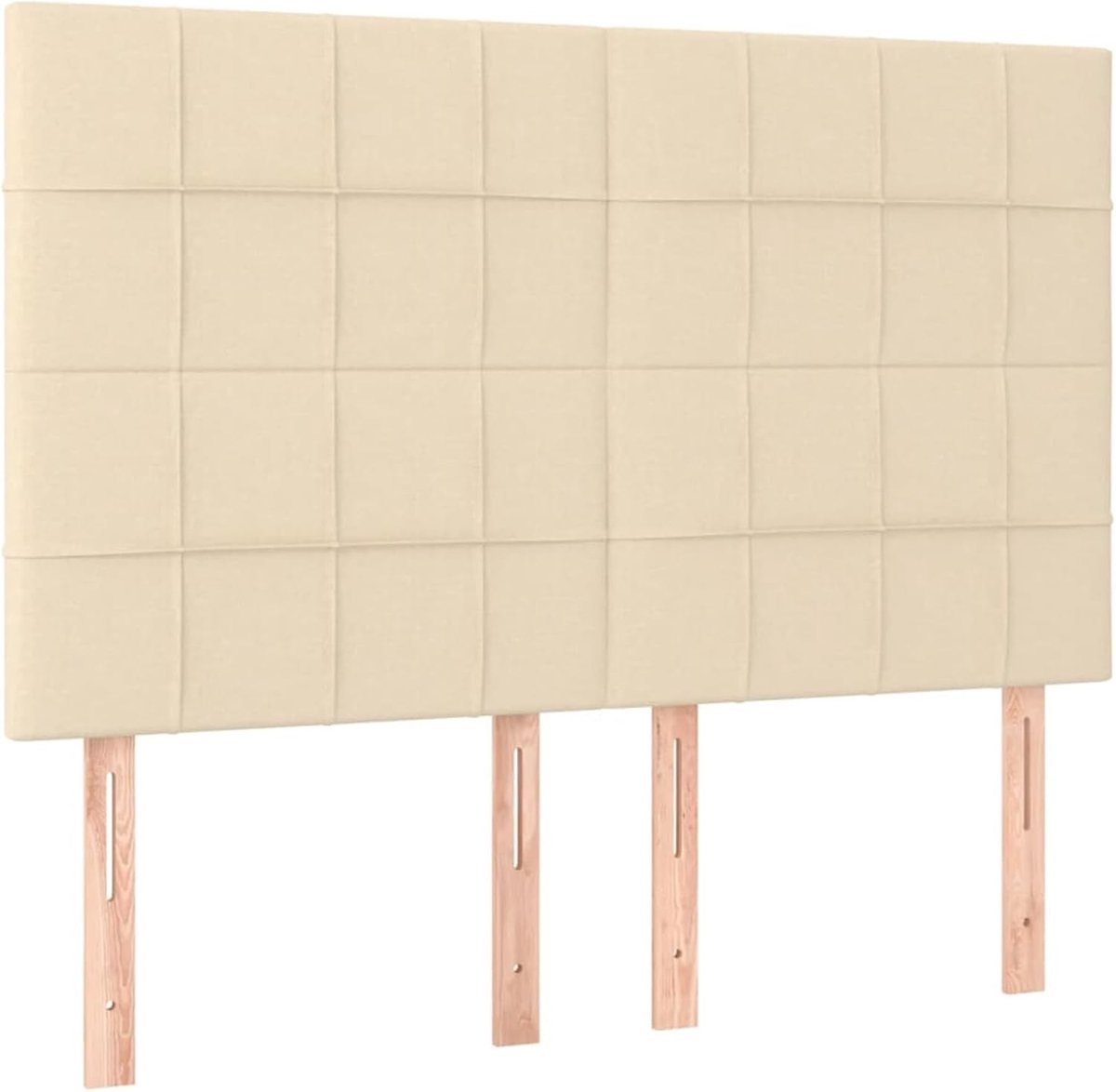 Hoofdbord crème, 144 x 5 x 118/128 cm, stof, voor bedden zonder hoofdeinde, ideaal voor slaapkamer en moderne woonkamers, eenvoudige montage, gemakkelijk te reinigen en rugvriendelijk zitten