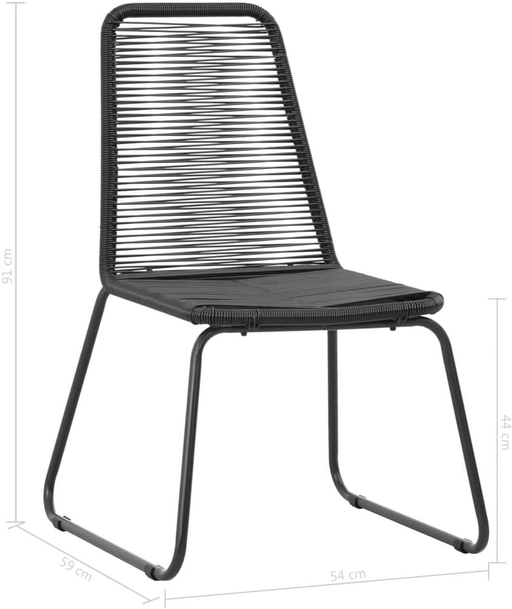 Eetkamerstoelen voor buiten, van polyrotan, zwart, met rugleuning, eetkamerstoelen, tuinstoelen, stoelen voor buiten, stoelen van rotan, 54 x 59 x 91 cm