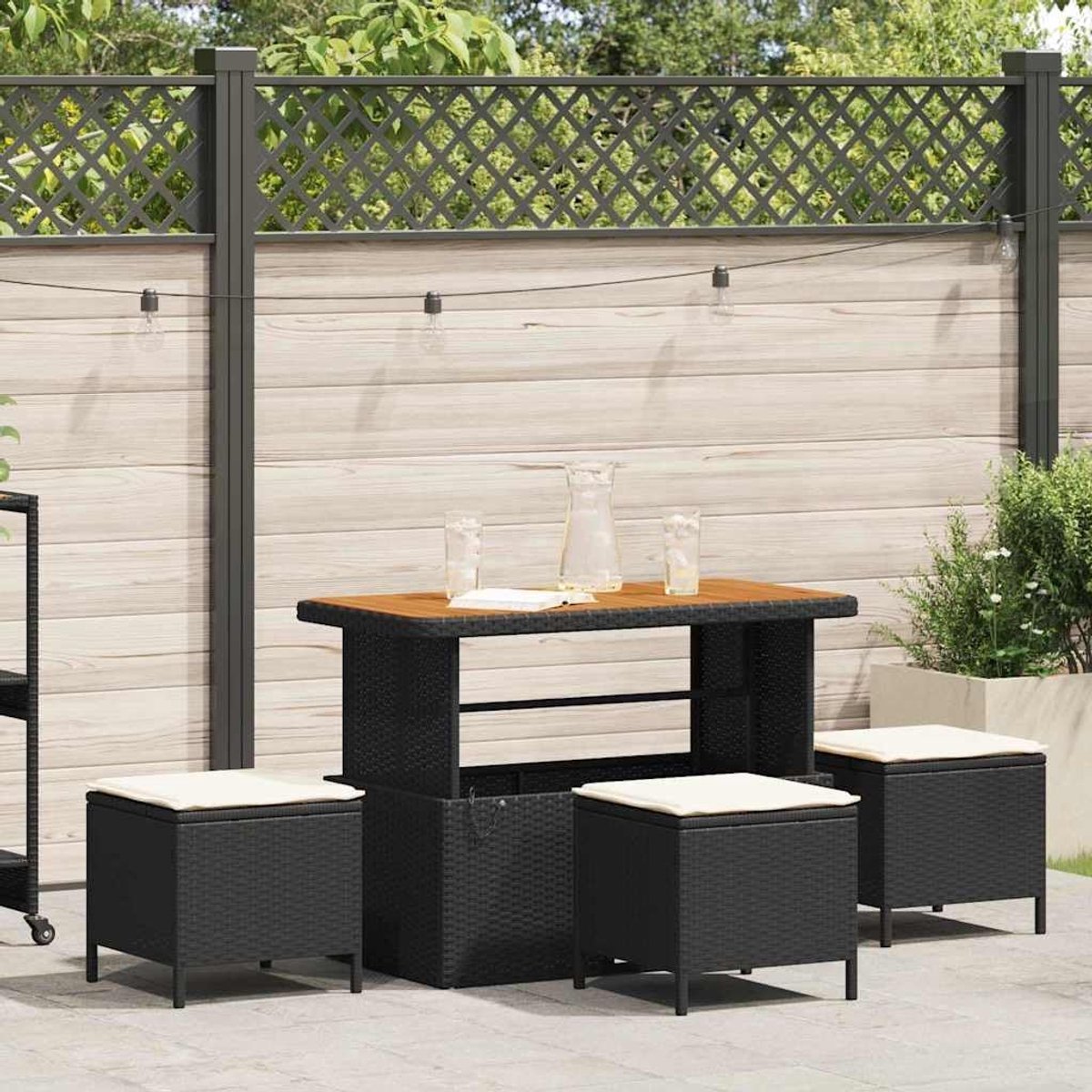 Rattan modern terras zwart crème 24.6