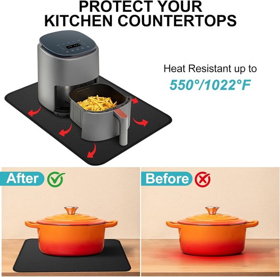 2 stuks hittebestendige onderlegger 40x60 cm – brandveilige mat voor koffiemachine, luchtfriteuse en barbecue, beschermt uw aanrecht en buitengrill — afbeelding 4