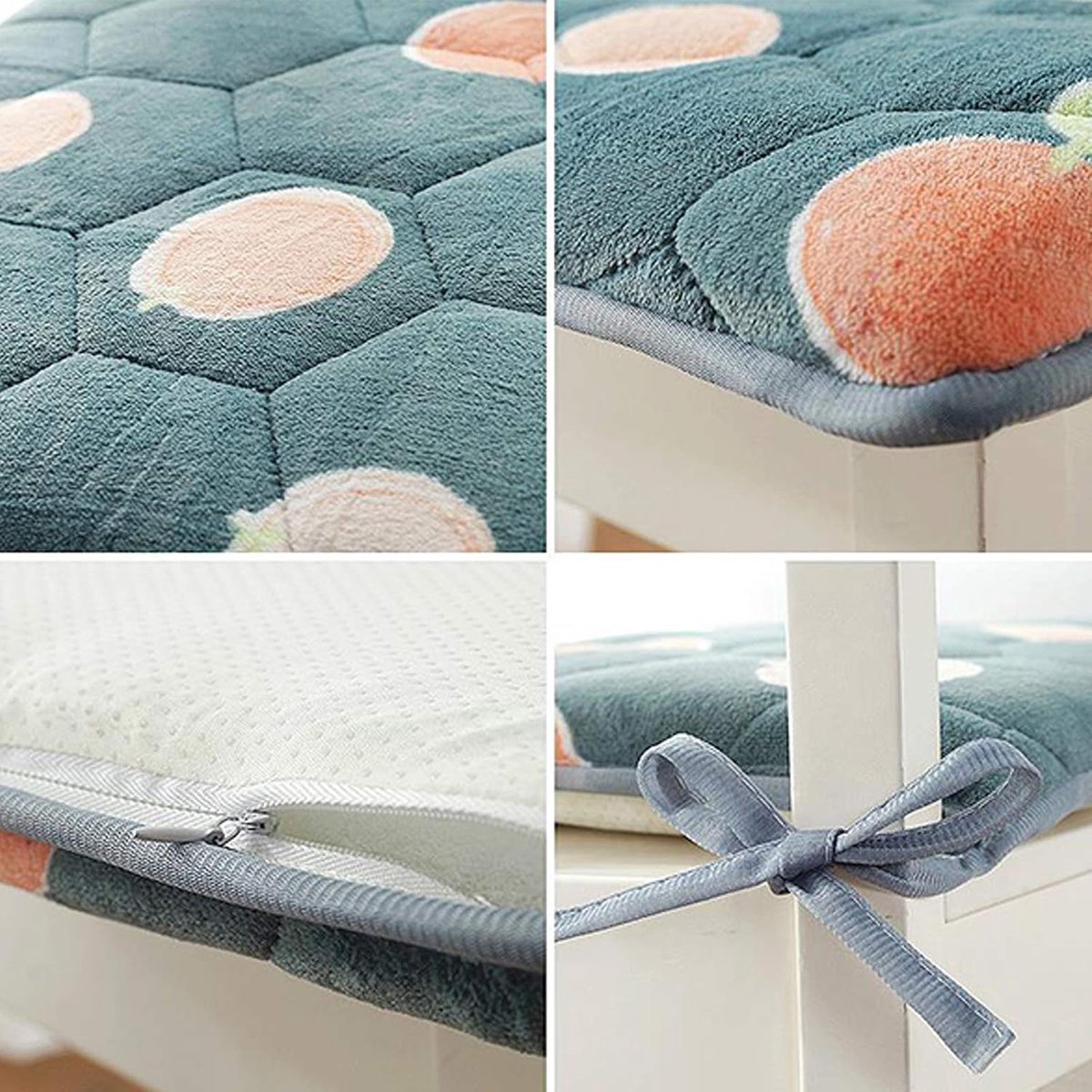 Dikke Eetkamerstoelkussens, Streep Effen Kleur Zachte Zitkussens Stoelen Gewatteerde Kussens Met Tie Voor Eetkamer Thuiskantoor Keuken Binnen-Paars. 45x45cm/17,7 "x17,7"