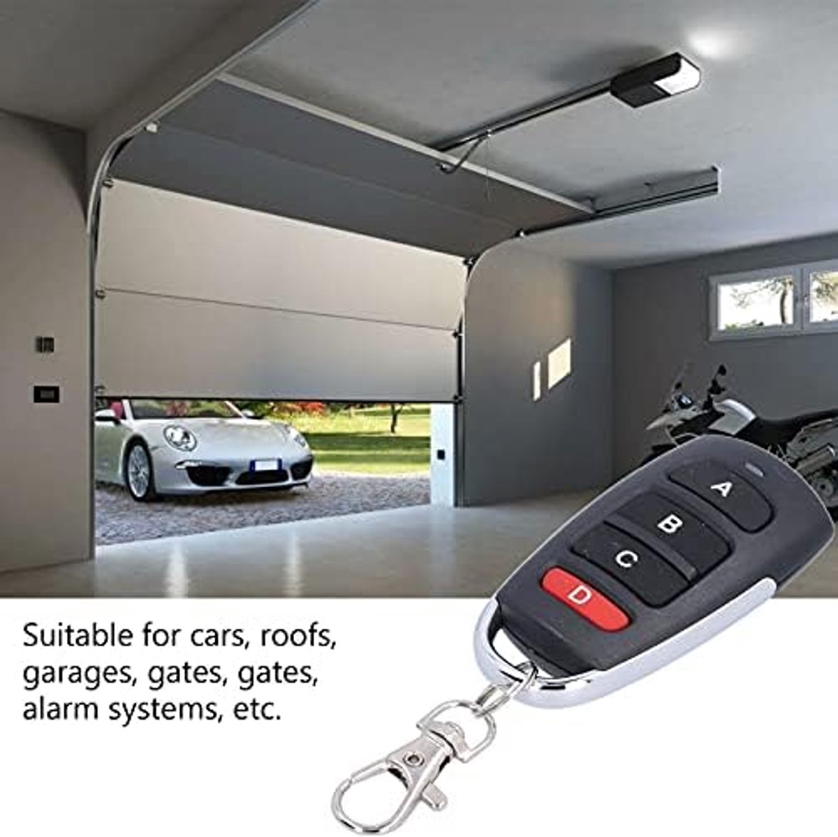 433MHz Garagedeur Remote Control Key 4 Knoppen Kloon Kopieer Universal Metal ABS Zwart voor Home Security