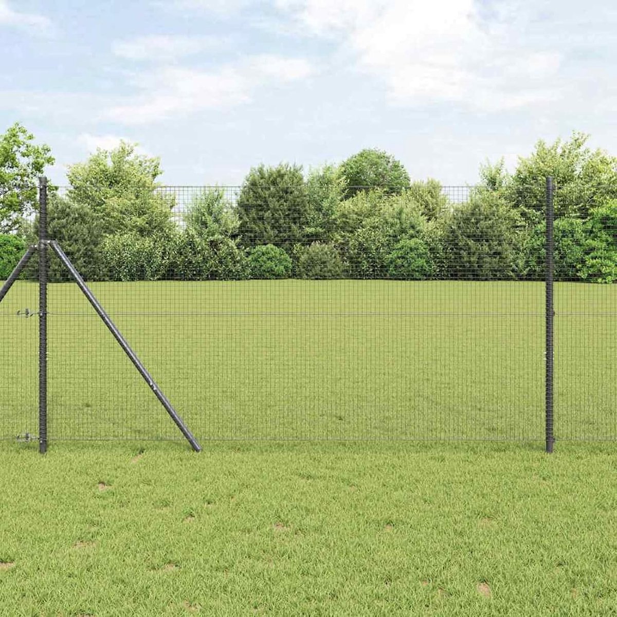 Gelaste draadomheining grijs 1,2 x 50 m staal, hekstangen gaashek draadomheining tuinhek voor binnenplaats kippenhok weidehek 42005255