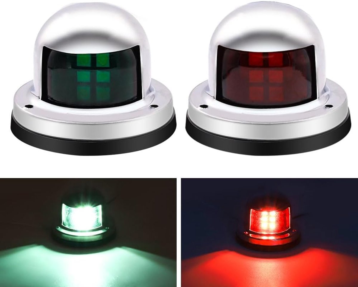 2 stuks led-navigatielichten, op het dek gemonteerde zeelampen voor boeg, haven, stuurboord, pontons, boot, jacht, skeeter, DC 12 V (groen + rood)