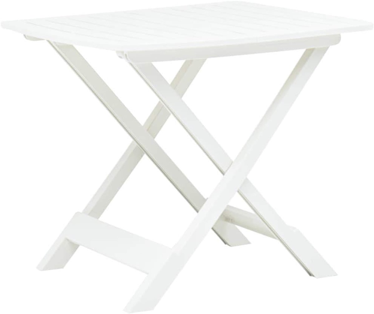 Tuintafel, inklapbaar, terrastafel, balkontafel, klaptafel, campingmeubel, terrasmeubel, campingtafel voor tuin, terras en balkon, wit, 79 x 72 x 70 cm, kunststof