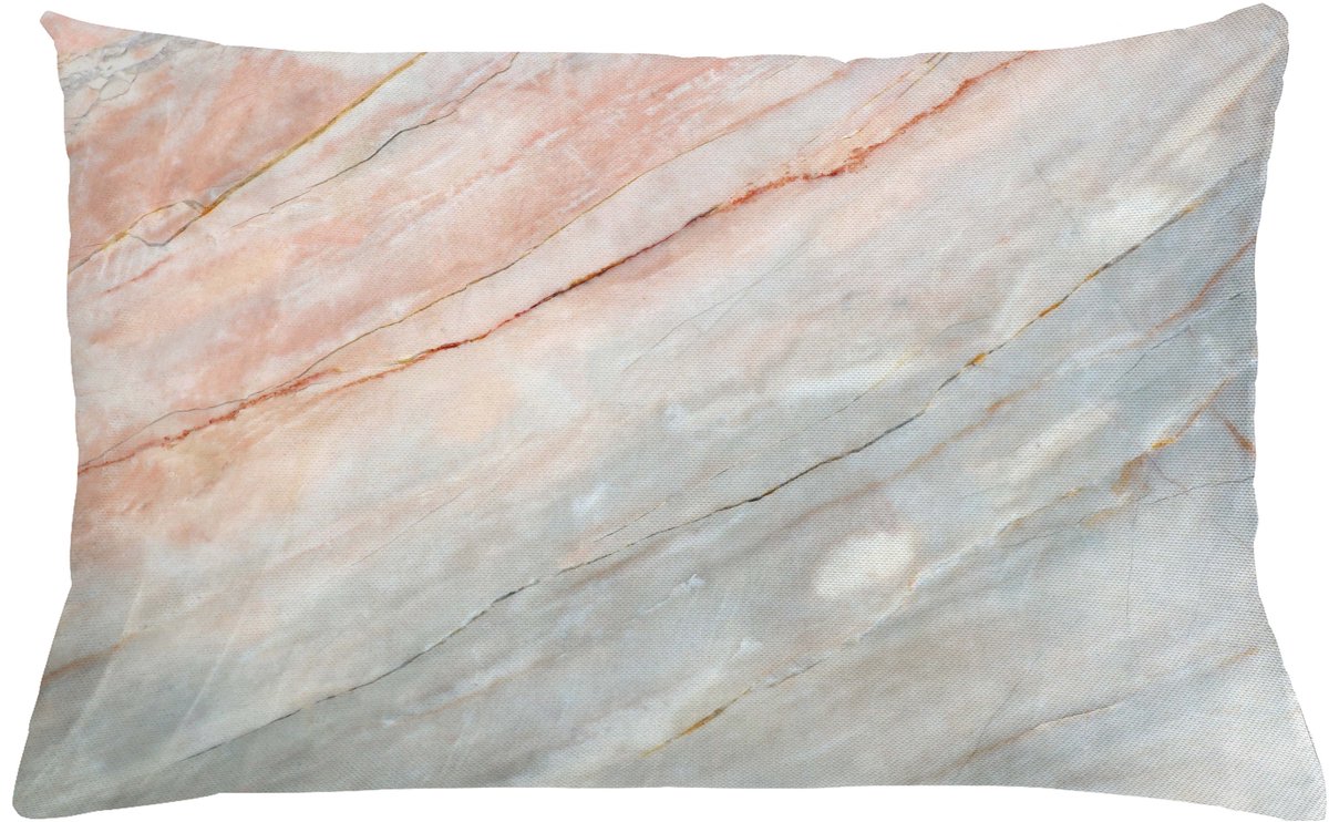 ABAKUHAUS Marmer Kussenhoes, Onyx Scratches, Wasbare Kleurechte Kussenhoes met Digitale Dubbelzijdige Print en Ritssluiting, 65 x 40 cm, Perzik Licht Grijs