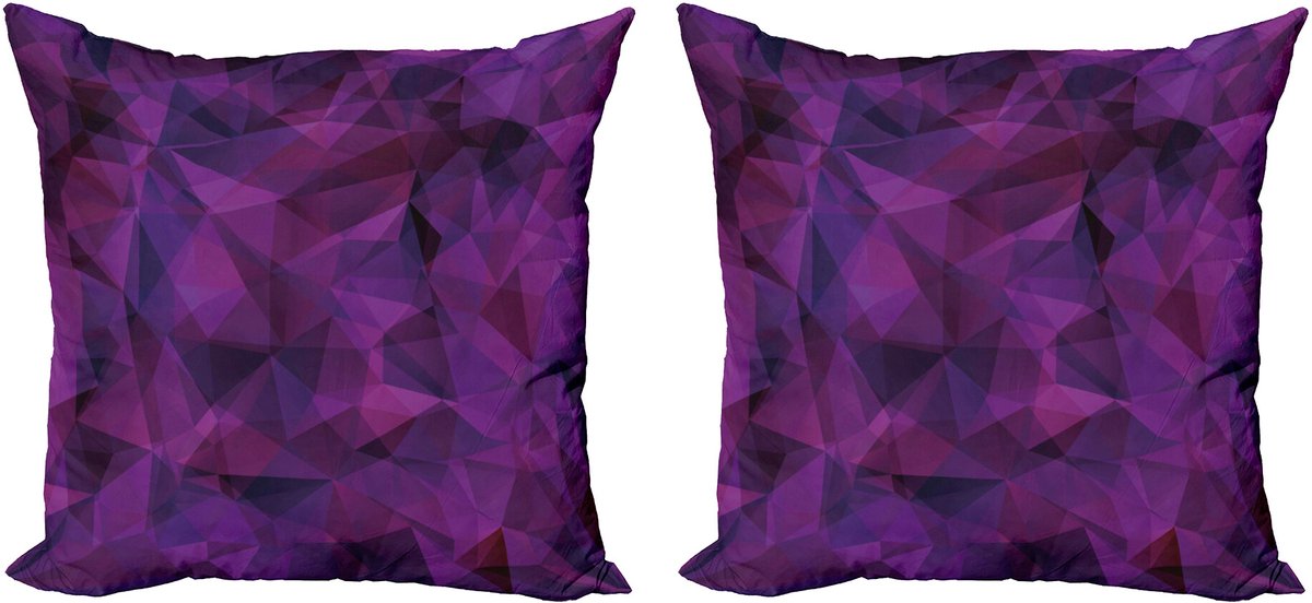 ABAKUHAUS Geometrisch Sierkussenhoes Set van 2, Triangle Lila Vorm, Modern Accent Dubbelzijdige Digitale Print, 40x40, Aubergine Burgund