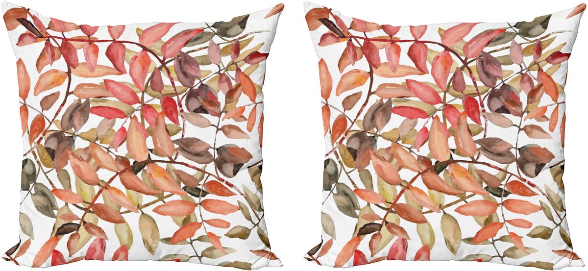 ABAKUHAUS Natuur Sierkussenhoes Set van 2, Northwoods Falling Blad, Modern Accent Dubbelzijdige Digitale Print, 45x45, Koraal Taupe