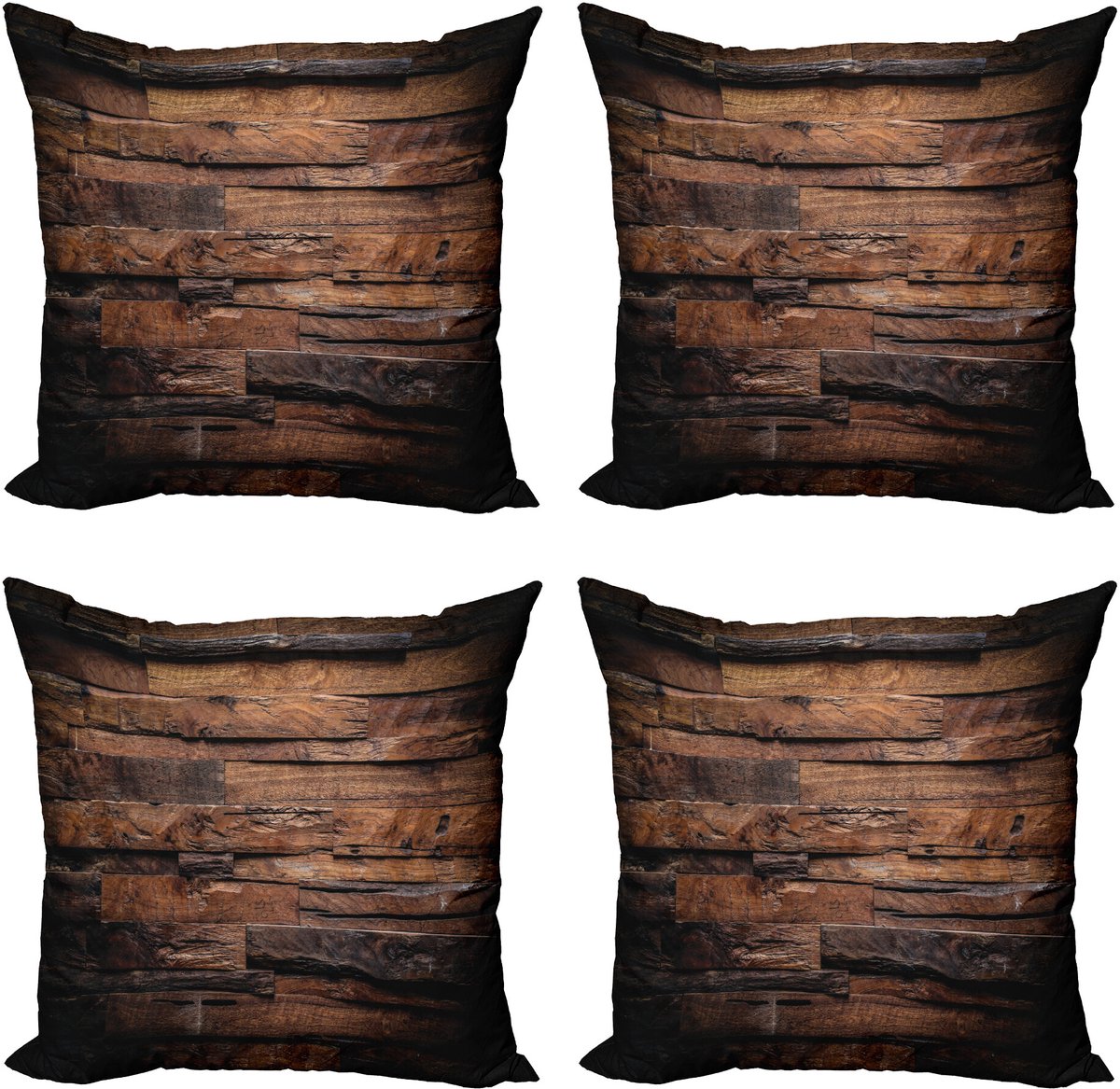 ABAKUHAUS Chocolade Sierkussen Kussenhoes 4er Set, Raue Donker Hout, Modern Accent Dubbelzijdige Digitale Print, 60 x 60 cm, Bruin Donkerbruin