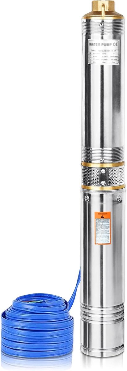 Roestvrijstalen dieptebronpomp, 4 inch, fonteinpomp 4000 l/h met 20 m aansluitkabel en besturingsbox 220 V, dompelpomp, geschikt voor zandbestendig, 0,75 kW/1 hp, opvoerhoogte tot 34 m, voor