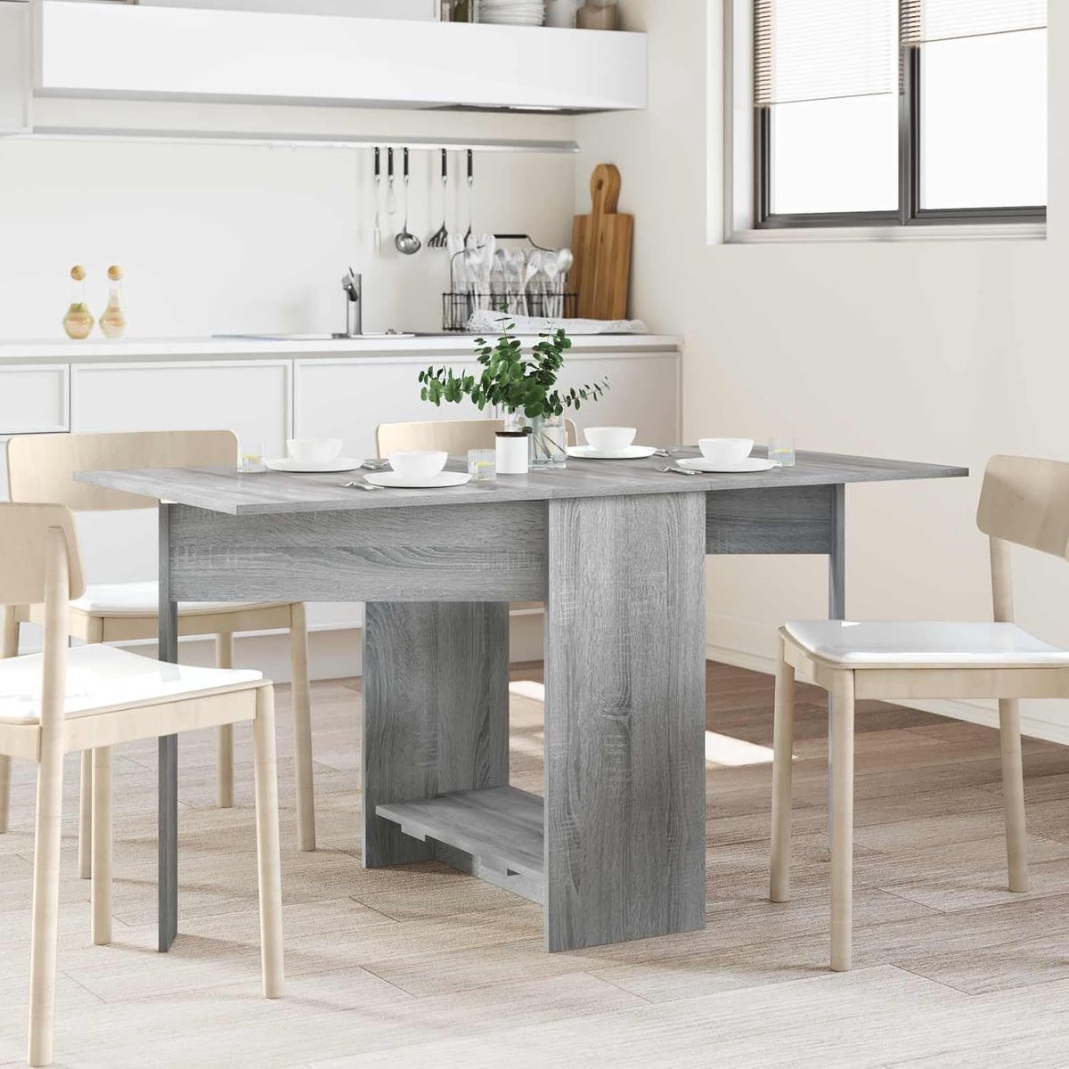 Hout Uitschuifbaar Modern Grijs 138x70x73.5cm