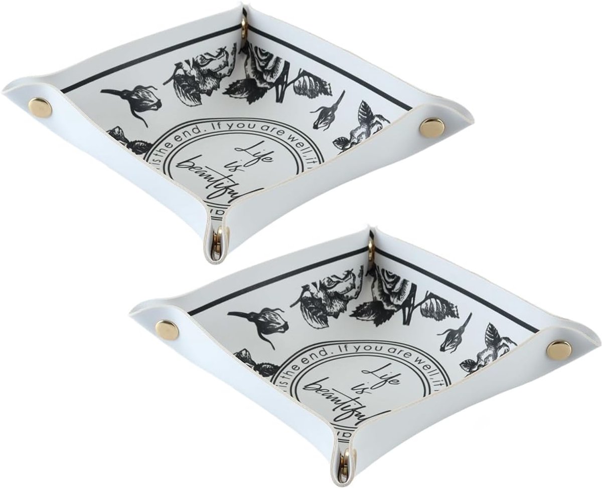 2 stuks opvouwbare sleutelhouders van leer, opbergmogelijkheid voor sleutels, sieraden, munten en horloges in de gang