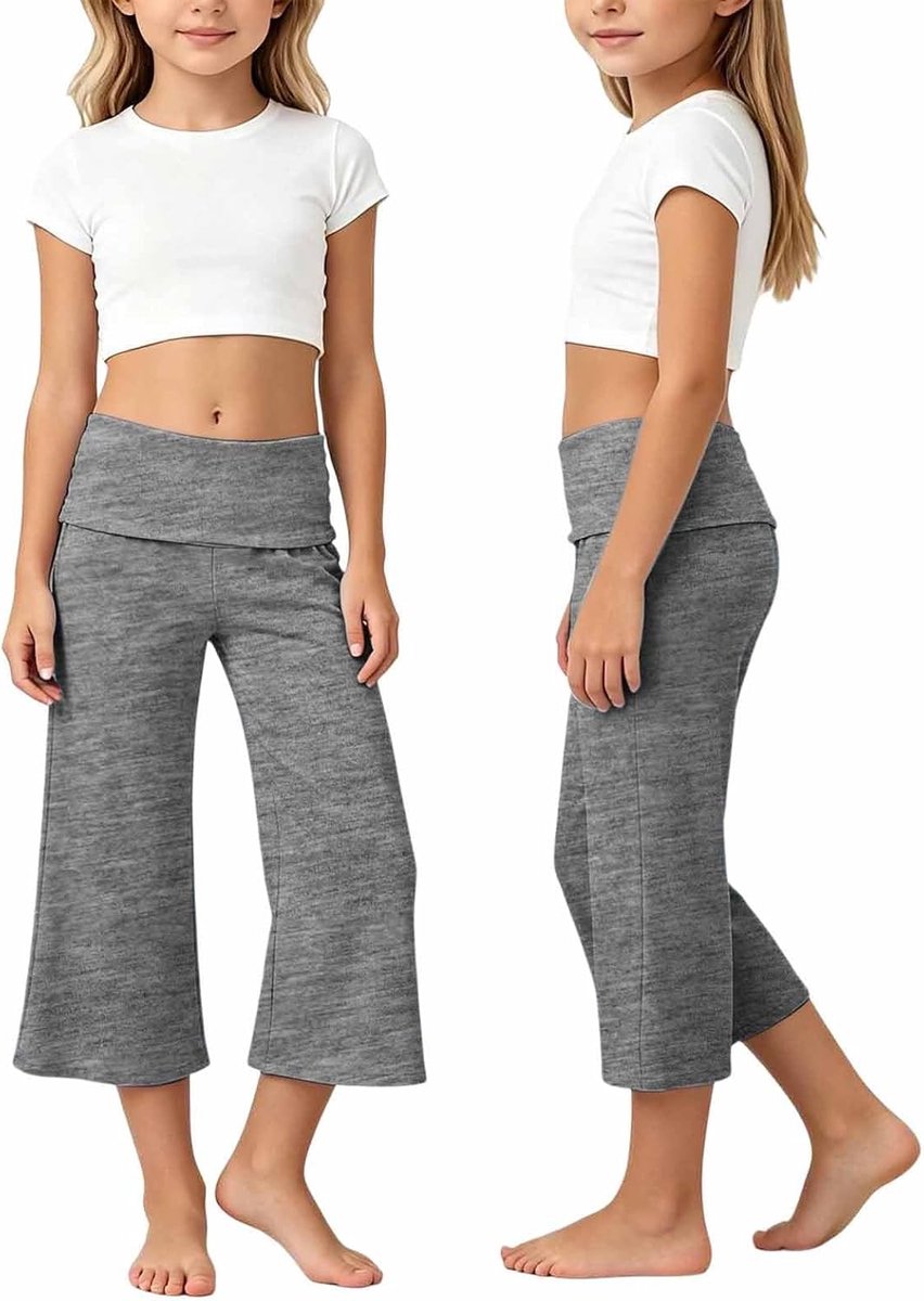 Generisch Coral Fold Over Yoga Pants Mädchen Flared Yogahose Schlagleggings Schlaghose Stretchy Palazzo Hose Bekleidungssets Sporthose Kids Jogginghose Leggings Activewear Tanz Ausgestellt Hosen