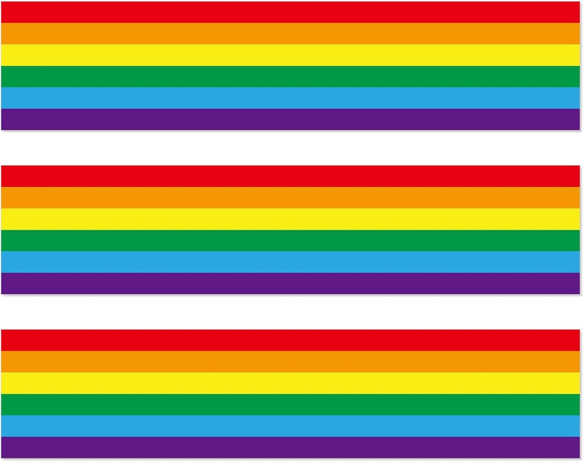 3st Eetbare Taartranddecoraties met Regenboogthema, 28x6,2cm Voorgesneden Kleefrijstpapier Taartstrips met Regenboogpatroon voor Pride-Feesten en LGBT-Vieringen