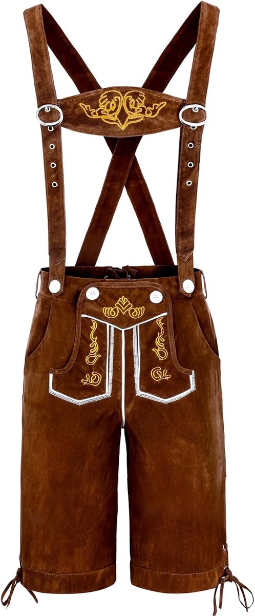 Oktoberfest-kostuum voor heren, korte lederhose met bretels
