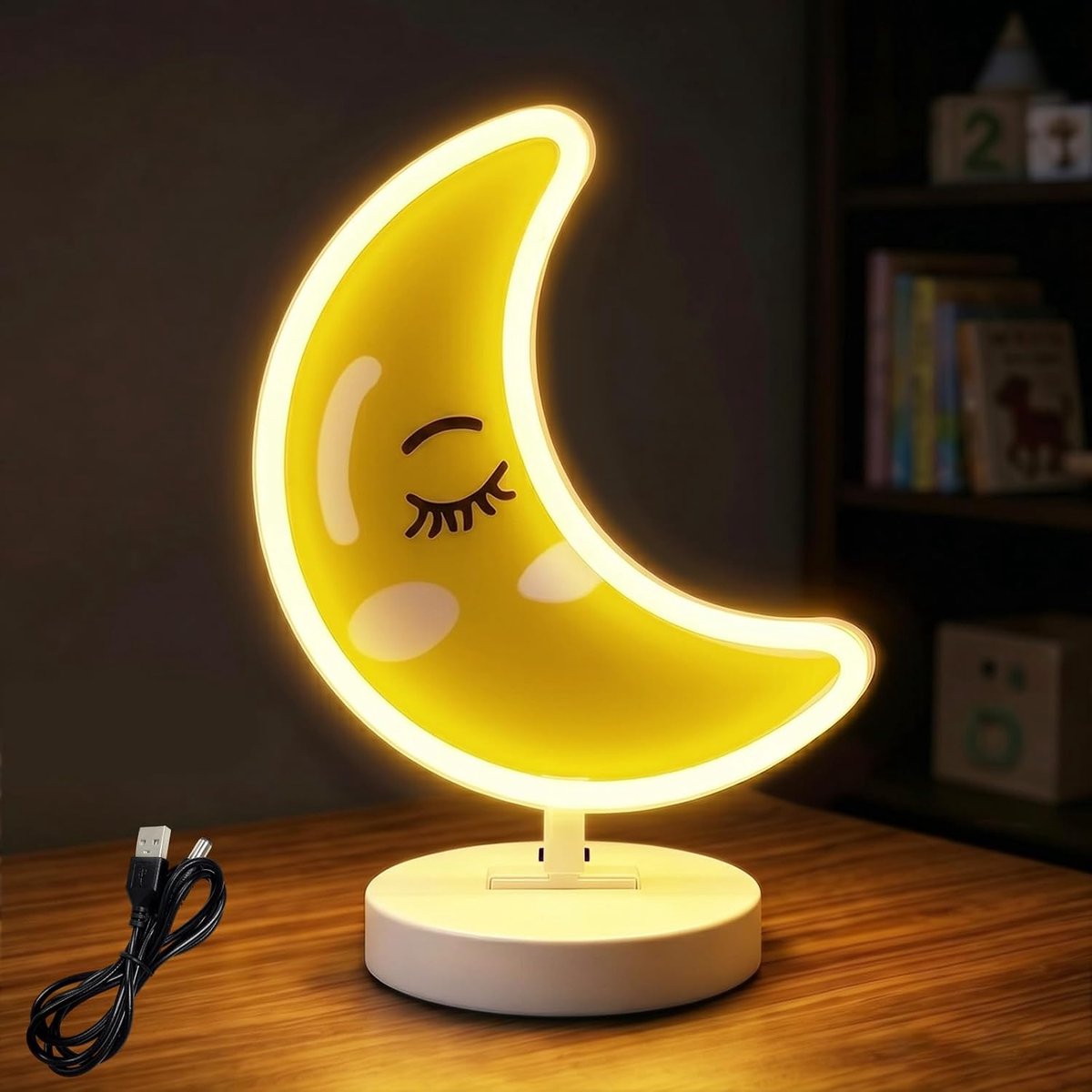 Neonbord met sokkel, neonlamp, neonlicht, USB-/batterijvoeding, voor kinderkamer, slaapkamer, woonkamer, feest, geschenken, verjaardagen (warmwit)