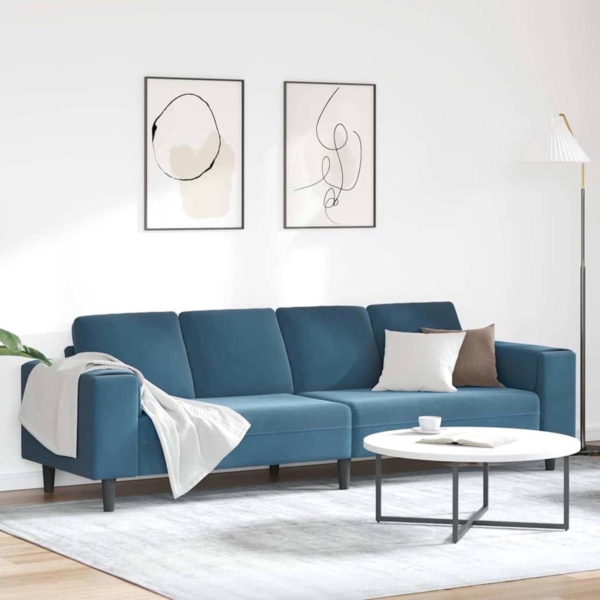 Sofa Set blauw fluweel, woonkamer gestoffeerde bank voor kleine ruimtes kantoor logeerkamer slaapkamer 3335090