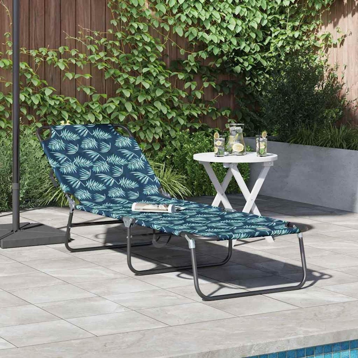Ligstoel met rugleuning, inklapbare zonnebed, opvouwbaar, tuin, inklapbaar, outdoor, ligstoel voor terras, opvouwbare tuinligstoel van polyester, weerbestendig zonnebed voor