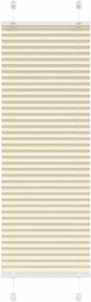 Crème 50x100 cm stofbreedte 49,4 cm van 100% polyester met inkijk- en zonwering, twee montagemogelijkheden (schroeven of klemdrager), onderhoudsvriendelijk en elegant
