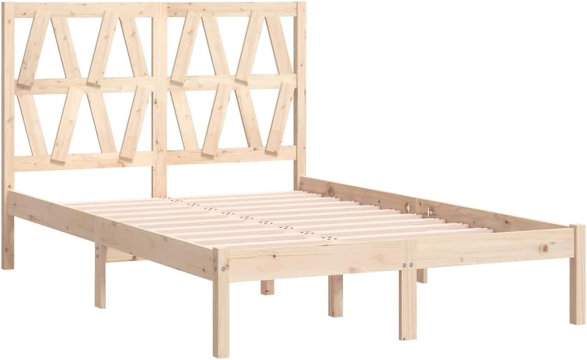 Massief houten bed houten bed gestoffeerd bed platform bed lattenbodem frame bedframe bedframe bedframe futonbed slaapkamerbed 120 x 190 cm (B x L) (4FT Small Double)