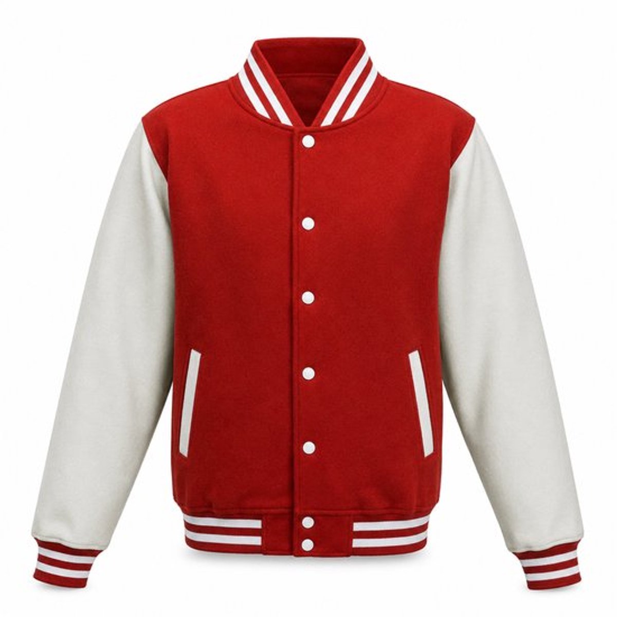 Varsity Jacket Heren – Baseball Jacket – College Jas Heren – Bomberjack – Rood/Wit – Maat 3XL
