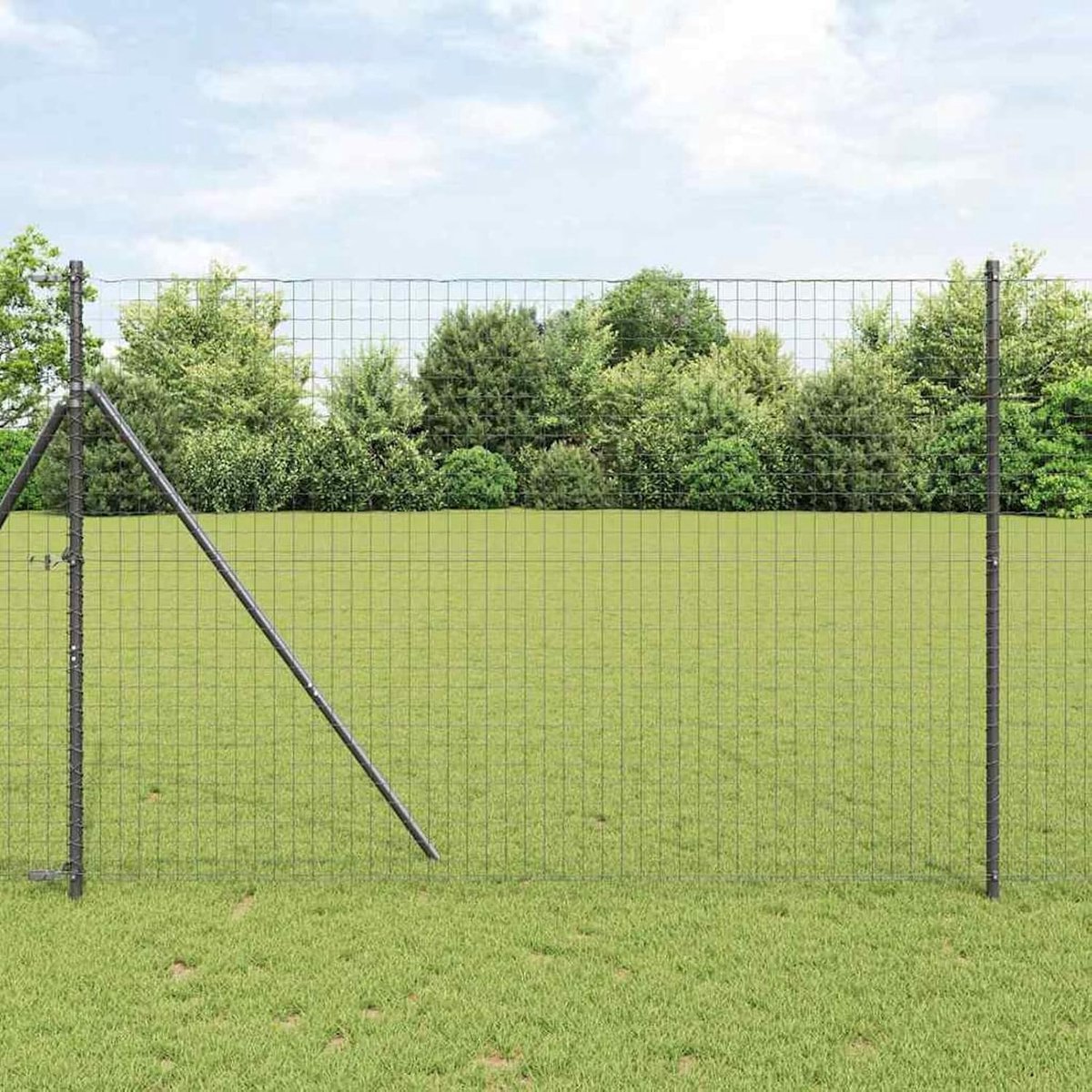 Palen 13 stuks grijs Ø32 mm 210 cm verzinkt staal, hekstangen metalen palen stalen palen voor draadhekken tuinhek binnenplaats kippenhok wilgenhek buiten 42004217